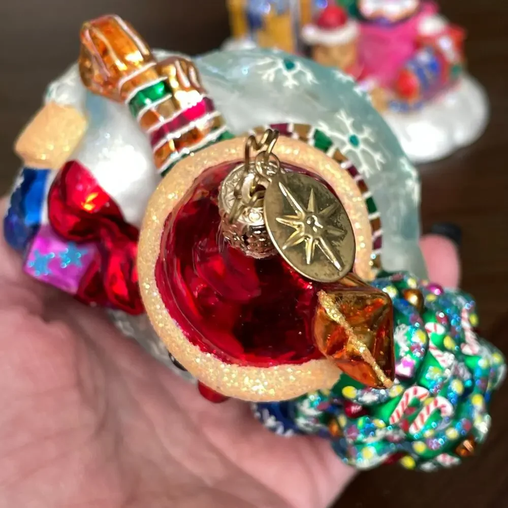 Christopher Radko Chubby Cheer Delight Snowman Ornament & Stand Vtg 2000 READ